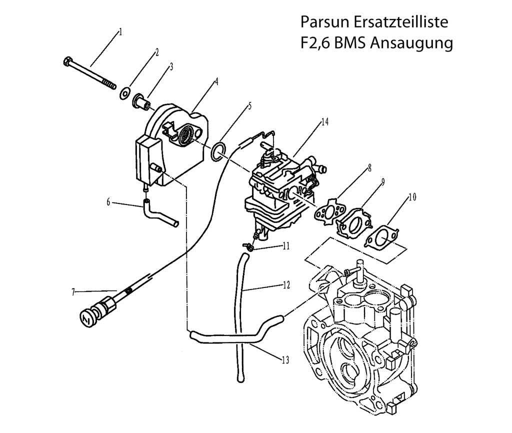 Parsun F2.6  Ersatzteile / Spare Parts: Ansaugung