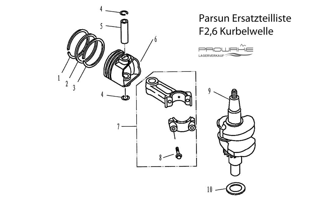 Parsun F2.6  Ersatzteile / Spare Parts: Kurbelwelle