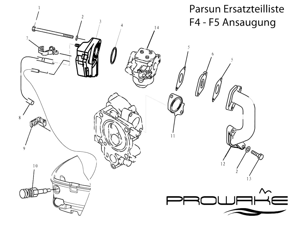 Parsun F4/F5  Ersatzteile / Spare Parts: Ansaugung