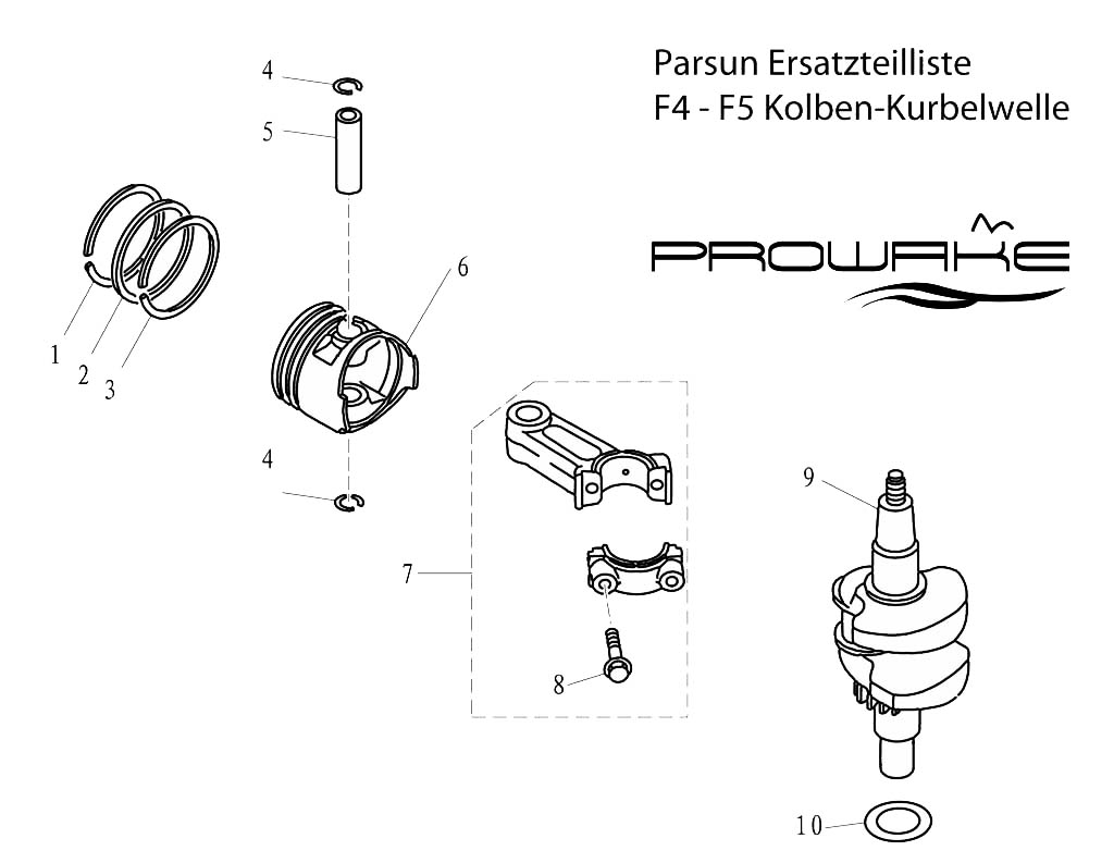 Parsun F4/F5  Ersatzteile / Spare Parts: Kurbelwelle