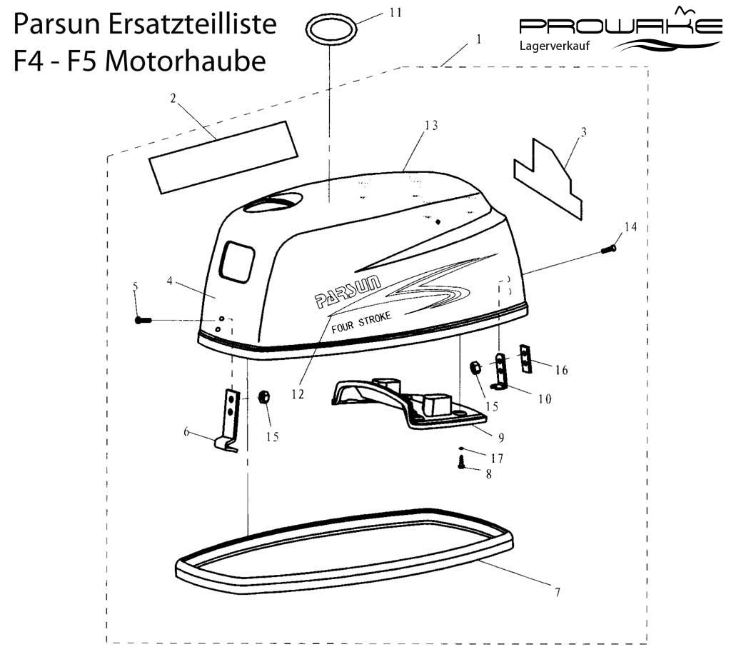 Parsun F4/F5  Ersatzteile / Spare Parts: Motorhaube