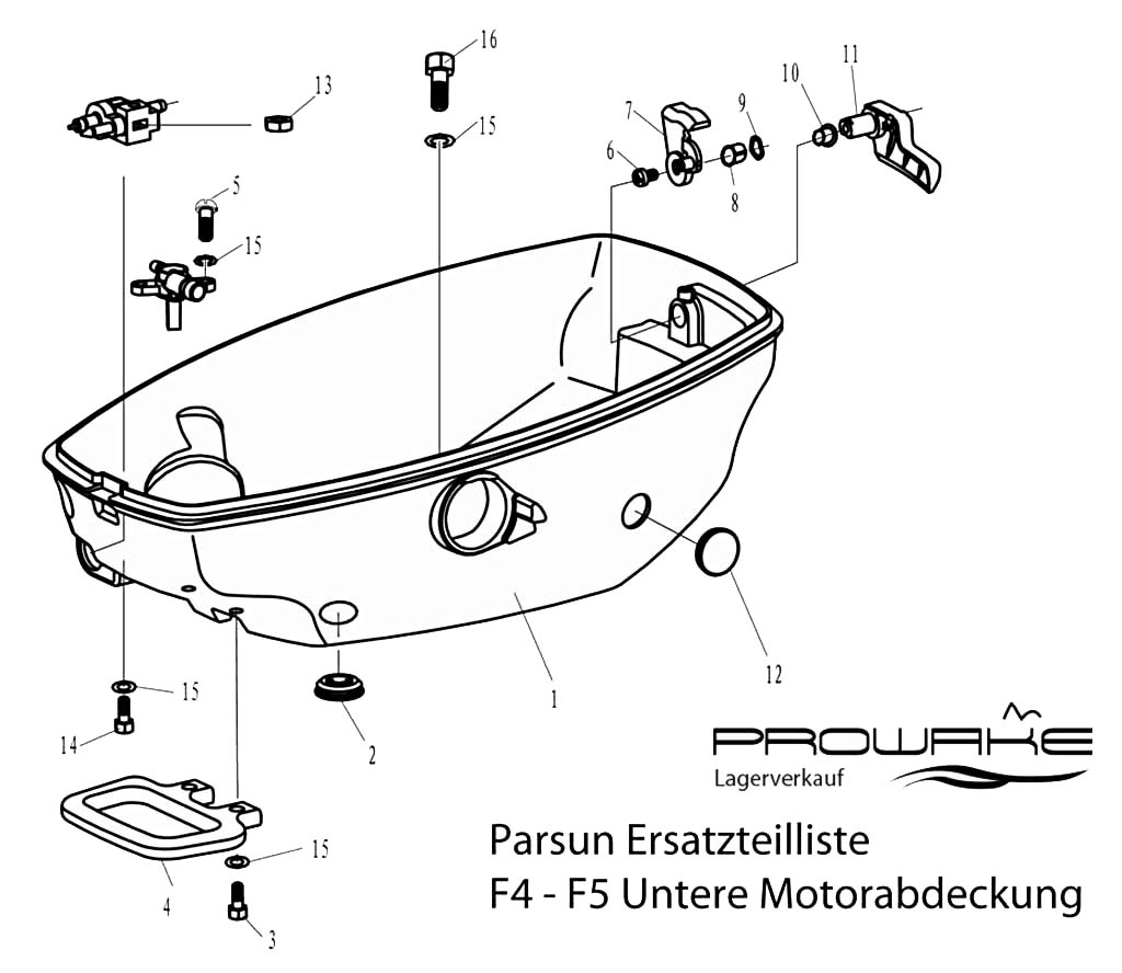 Parsun F4/F5  Ersatzteile / Spare Parts: Untere Motorabdeckung