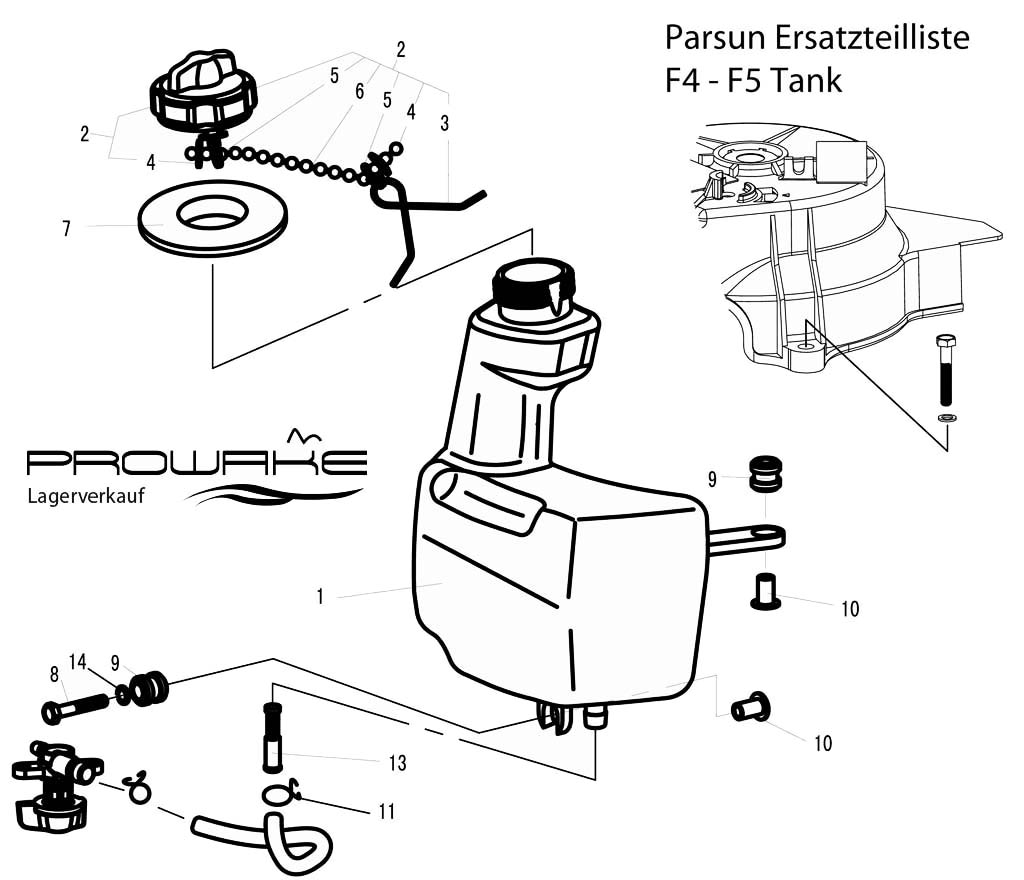 Parsun F4/F5  Ersatzteile / Spare Parts: Tank