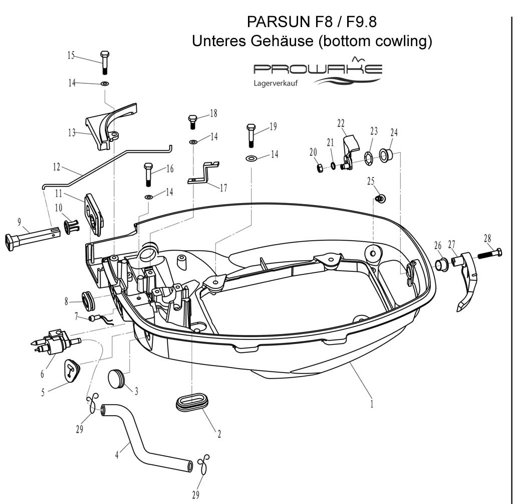 Parsun F4/F5  Ersatzteile / Spare Parts: Unteres Gehäuse