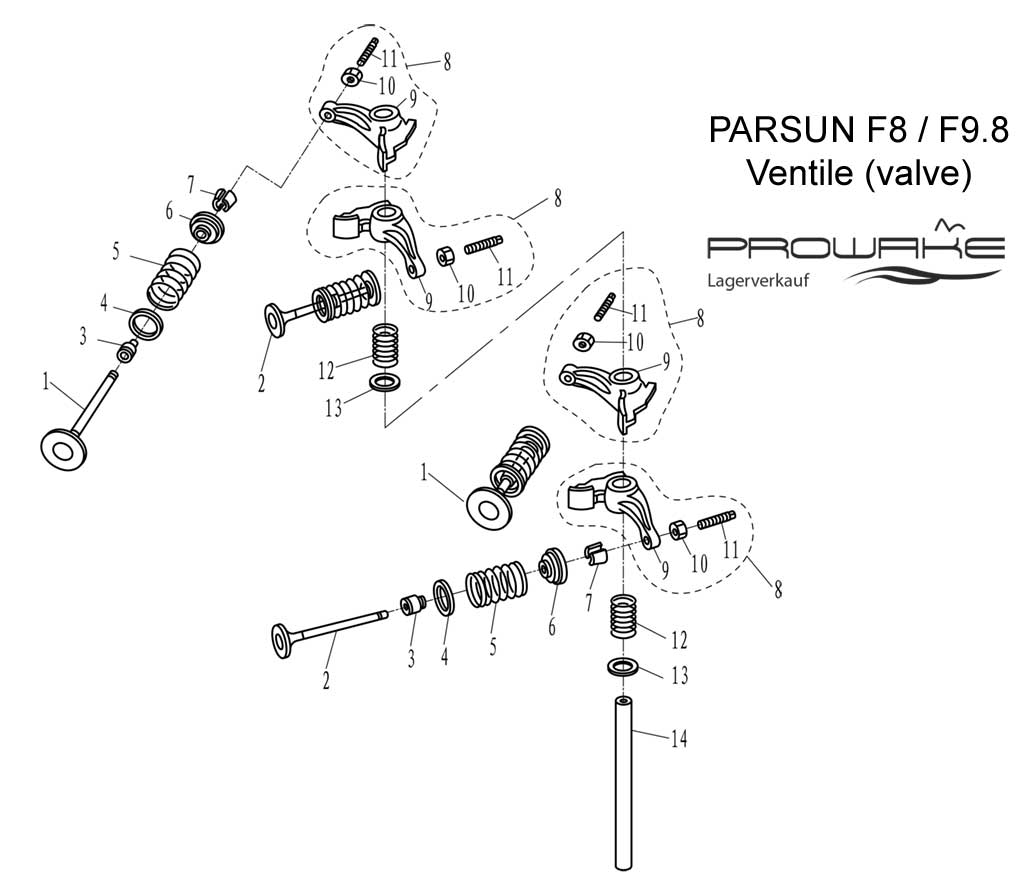 Parsun F9.8  Ersatzteile / Spare Parts: Ventile