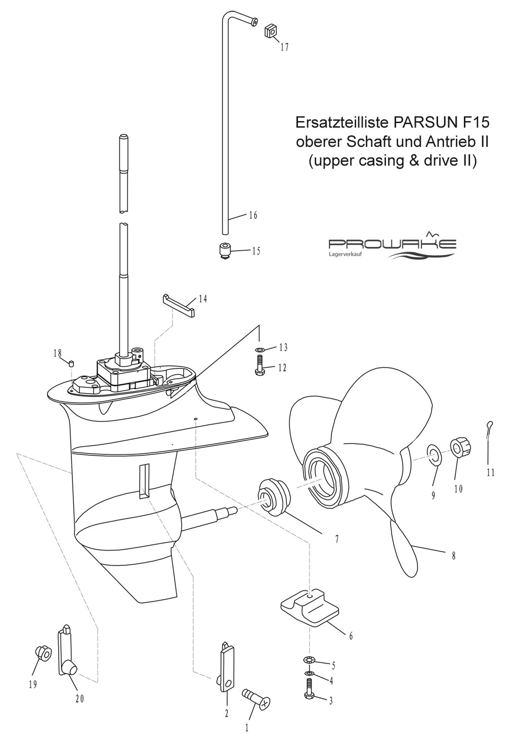 Parsun F15 (B)  Ersatzteile / Spare Parts: Unteres Gehäuse+Antrieb II