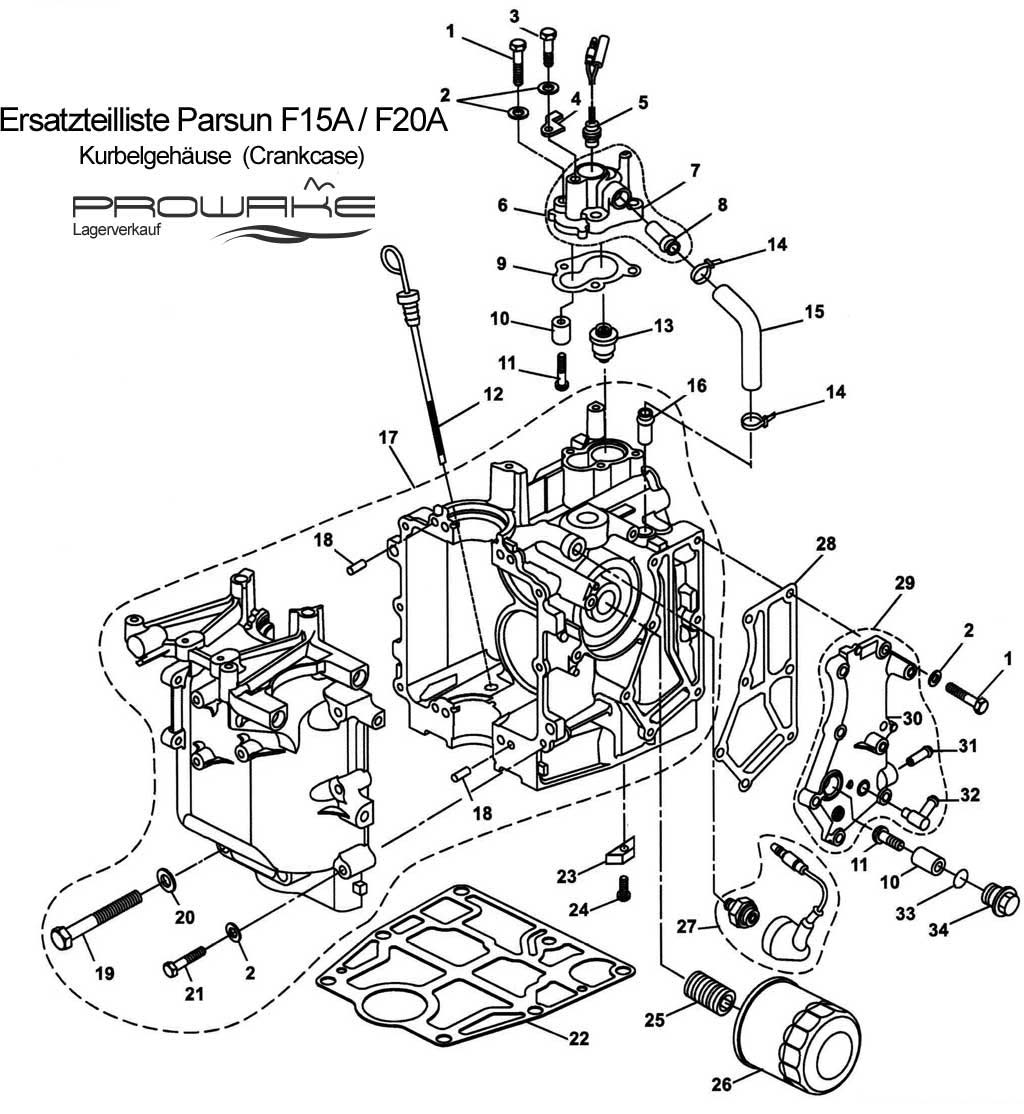 Parsun F15 (A) Ersatzteile / Spare Parts: Kurbelgehäuse