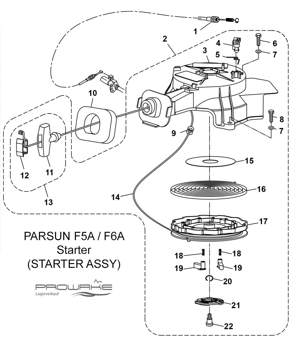 Parsun F6A  Ersatzteile / Spare Parts: Anlasser