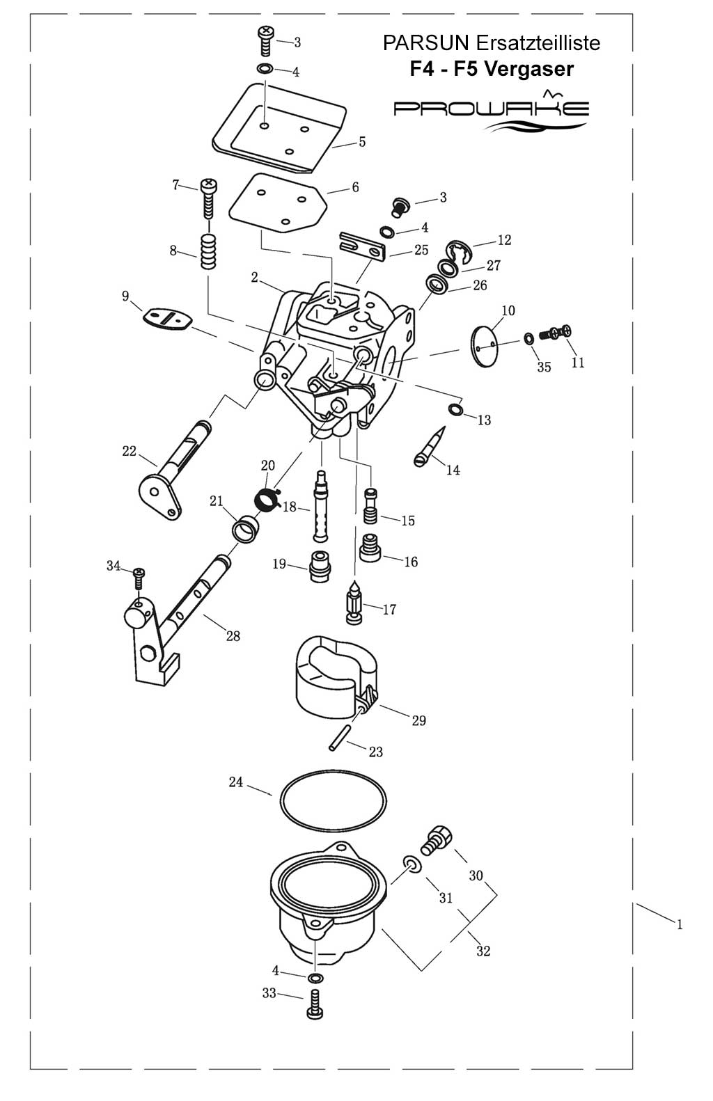 Parsun F4/F5  Ersatzteile / Spare Parts: Vergaser