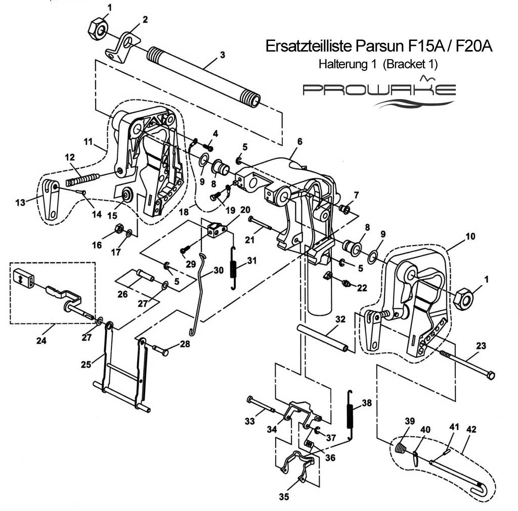 Parsun F15 (A) Ersatzteile / Spare Parts: Motorhalterung I
