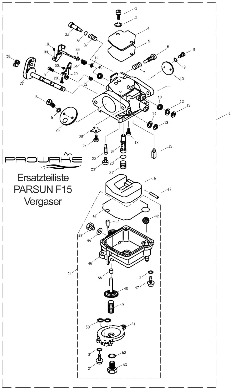 Parsun F15 (B)  Ersatzteile / Spare Parts: Vergaser