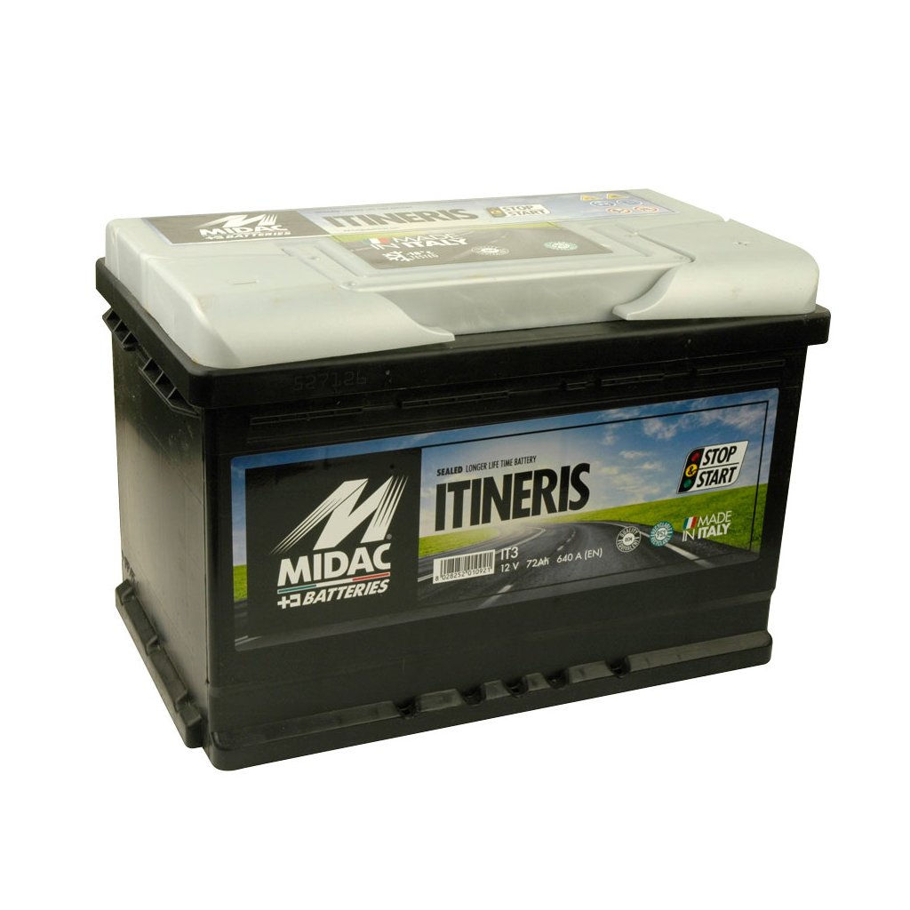 Midac 12V Batterie /  72 Ah Leistung, ideal für 12V Elektro-Außenborder, Auslaufschutz, bis zu 36000 Ladezyklen