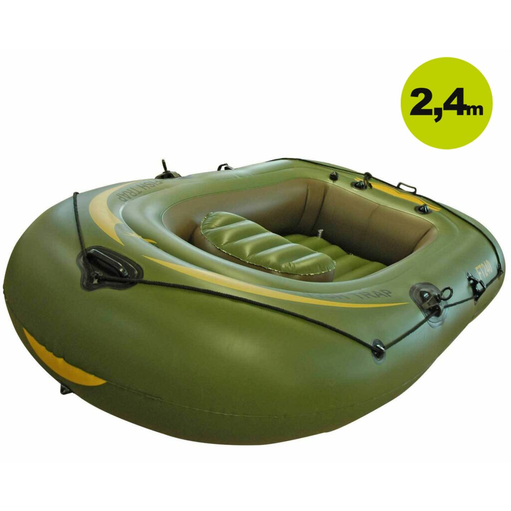 (AUSVERKAUFT) Sportek Wild River Paddelboot 240cm / 2 Personen / Angel-Schlauchboot grün (military)  / TÜV geprüft