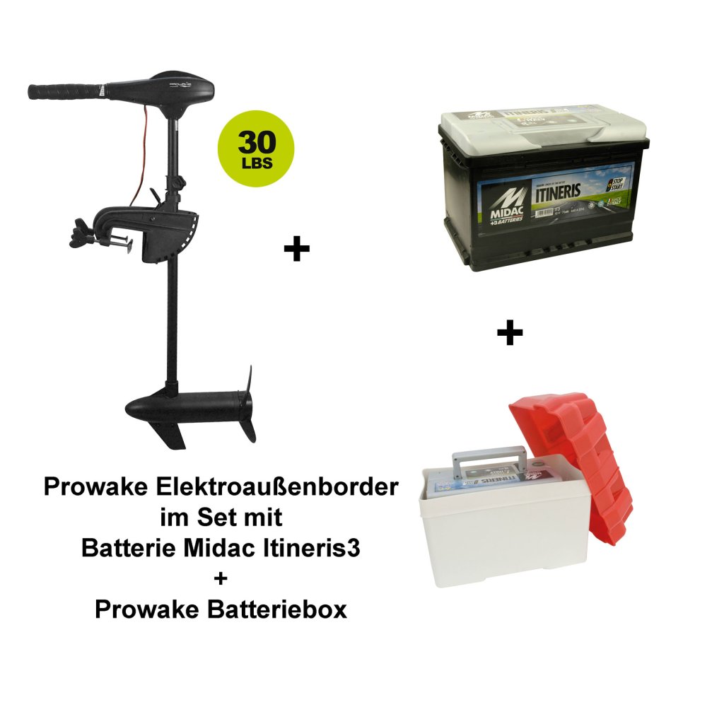 Prowake Elektro Außenborder PSM-P30 Set mit Batterie und Batteriebox