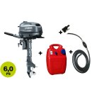 Set Angebot: Yamaha 6PS Außenborder F6 CMHS +  Kraftstofftank + Kraftstoffanschluss + Schlauch mit Pumpball, Versand kostenlos