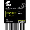 YERD 6x10m  Abdeckplane mit Ösen, wasserdicht: Gewebeplane grün, 180g/m² starkes PE,  mit stabilen 12mm Aluminium-Metallösen, verstärkter Saum und extra verstärkte Eck-Ösen