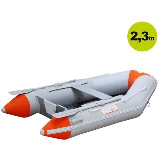 (AUSVERKAUFT) Schlauchboot Prowake Sport IBT230: 230cm lang mit Holzboden - ideal für 2 Personen - orange/grau