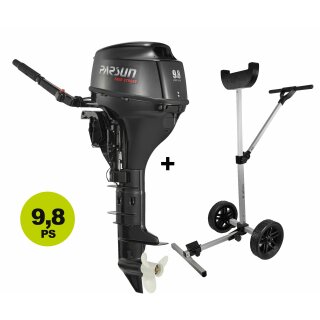Außenbordmotor Setangebot: Parsun F- 9,8 BMS (9,8PS, 209 ccm 4-Takter), Benzin-Motor mit Trolley (Versand kostenlos *)